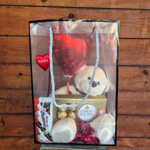 מארז דובי +שוקולד ובלון בתיק