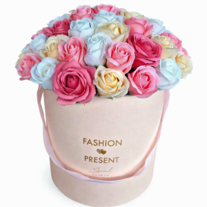 סידור פרחי סבון וינטאג' גדול בקופסא