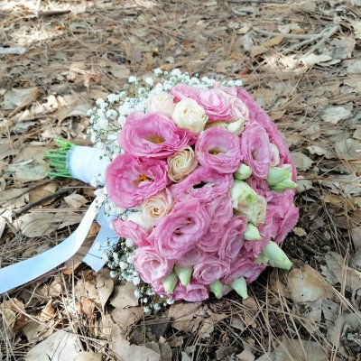 זר כלה ליזיאנטוסים בורוד לבן