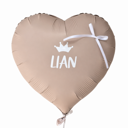 בלון לב מתכתי צבע גוף עם כיתוב אישי